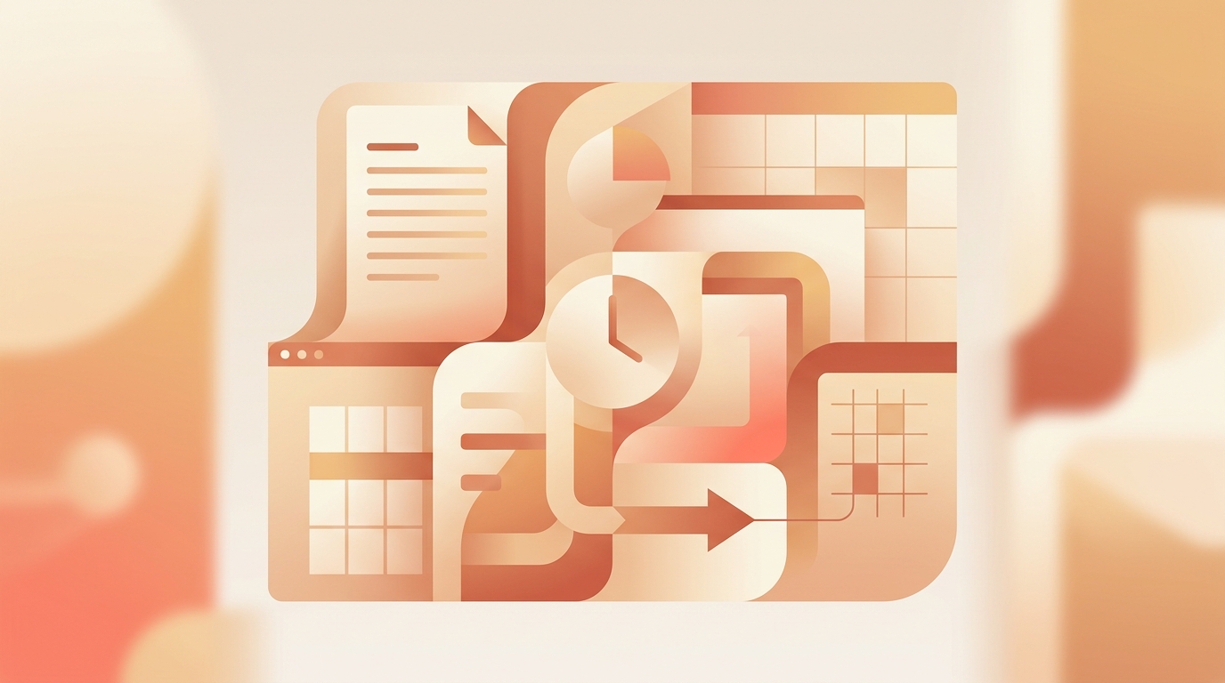 Abstract warm-toned office workflow