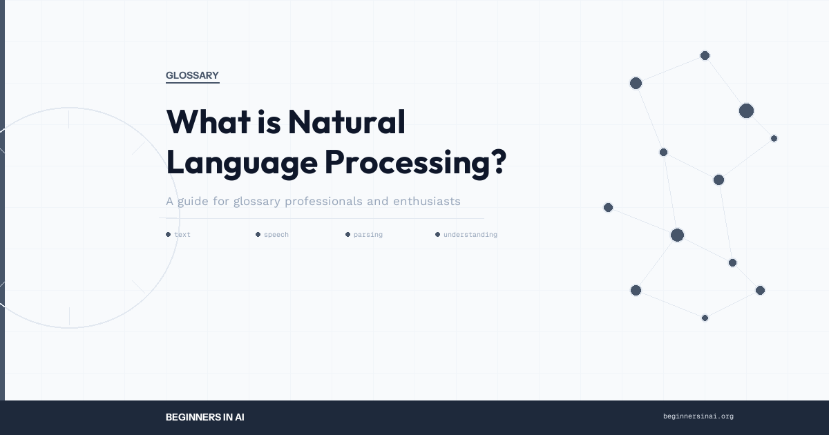 Natural Language Processing diagram showing text input being parsed and understood by AI
