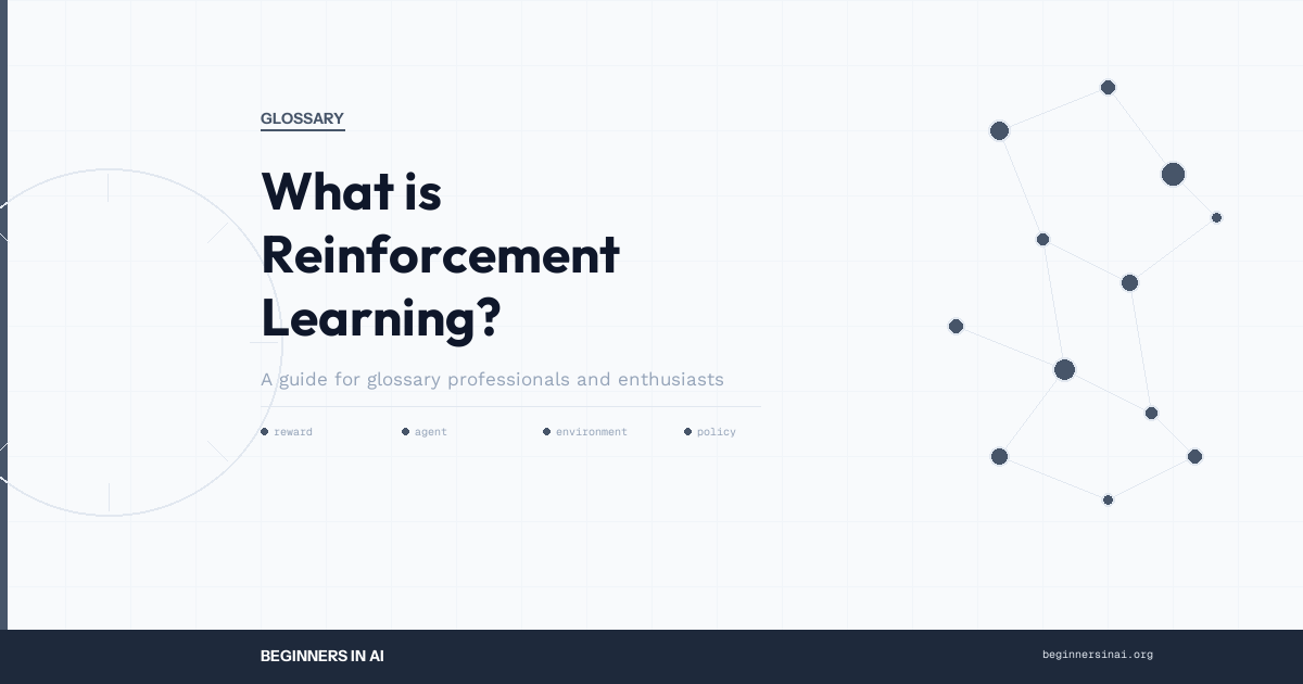 Reinforcement learning loop showing agent, environment, reward and policy
